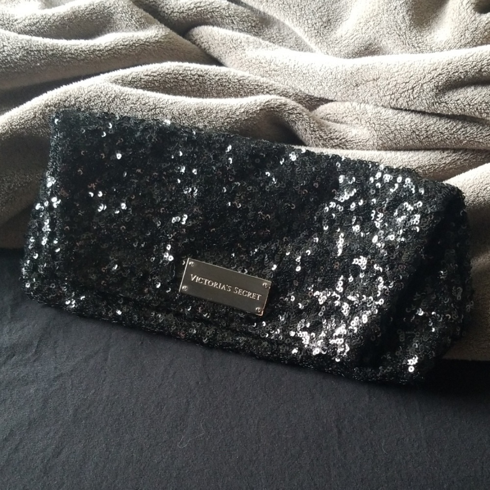 Victoria's Secret Black Sequin Clutch